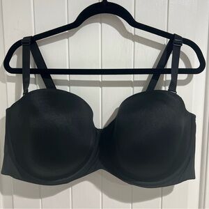 Cacique Bra Lined Smooth Strapless Multi-Way Underwire Lane Bryant Black 44F